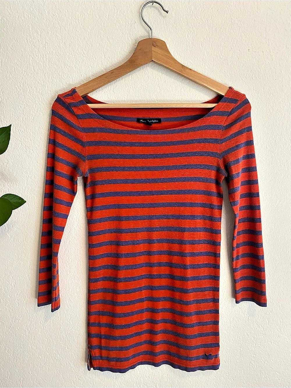 2000’s American Eagle Outfitters Striped Long Sleeve Top in Orange & Purple Size